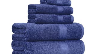 Amazon Basics 6 Piece Oversized Fade resistant Towel set,...