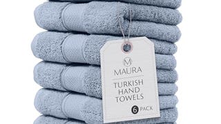 MAURA Light Blue Hand Towels for Bathroom. Luxury Turkish...