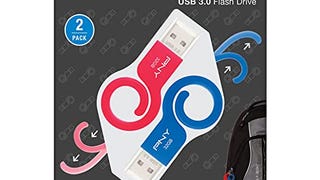 PNY Monkey Tail USB 3.0 Flash Drive, 32GB 2-PK, Blue & Red...