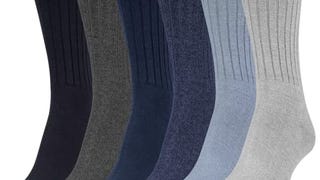 GOLDTOE womens Ribbed Crew Socks, 6 Pairs casual socks,...