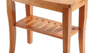 Bamboo Shower Bench Spa Stool - Wood 2-Tier Seat, Foot...