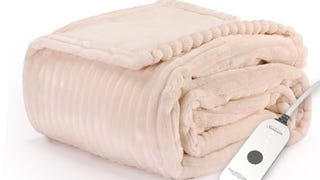 Sunbeam Royal Posh Ribbed Champagne Heated Personal Throw...