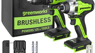 Greenworks 24V Brushless Drill / Impact Driver Combo Kit,...