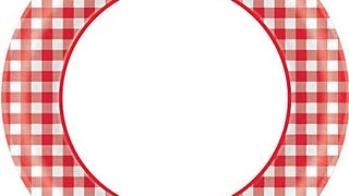 Amscan Disposable Classic Picnic Red Gingham Border Round...