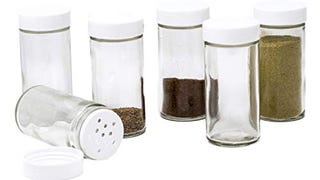 Glass Spice Jars- Set of Six Glass Spice Bottles