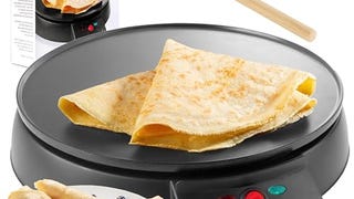 12" Griddle & Crepe Maker, Non-Stick Electric Crepe Pan...