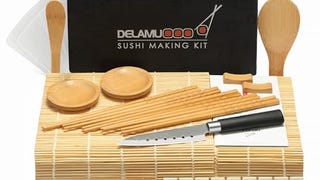 Delamu Sushi Making Kit, 20 in 1 Bazooka Roller Kit with...