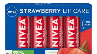 NIVEA Strawberry Lip Care, Tinted Lip Balm Pack with Shea...