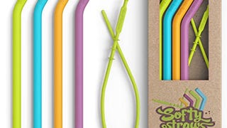 Softy Straws Wide Premium Reusable Silicone Drinking Straws...