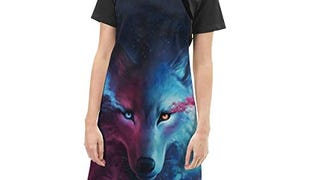 AHOOCUSTOM Galaxy Wolf Apron Cooking Kitchen Chef Apron...