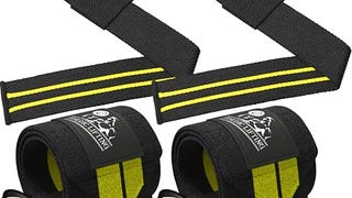 Wrist Wraps + Lifting Straps Bundle (2 Pairs) for Weightlifting,...