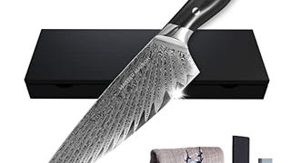 Master Maison 8" Damascus Steel Chef Knife: Full-Tang Black...