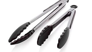 Oberhaus 9-Inch & 12-Inch Premium Black Silicone Tongs...