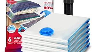 6 Pack Jumbo Vacuum Storage Bags for Comforters, Blankets...