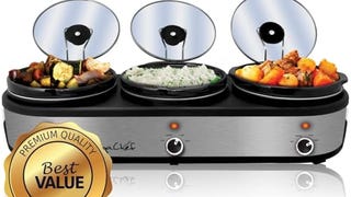 MegaChef Triple 2.5 Quart Slow Cooker and Buffet Server...