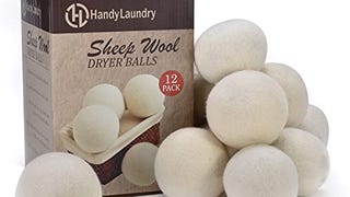 Handy Laundry Wool Dryer Balls - XL Natural Fabric Softener,...