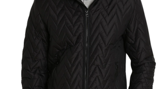 JACHS NY Black Herringbone Light Puffer Jacket