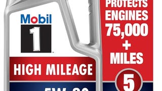 Mobil 1 High Mileage Full Synthetic Motor Oil 5W-20, 5...