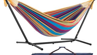 Vivere Double Cotton Hammock with Space Saving Steel Stand,...