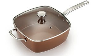 T-fal Saute Pan Square Pan with Lid, Ceramic Nonstick Jumbo...