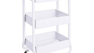 Amazon Basics 3-Tier Metal Rolling Storage Cart and Organizer,...