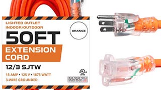 IRON FORGE CABLE 50 Ft Orange Extension Cord - 12/3 SJTW...