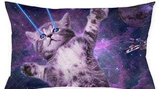 JKEIL Pillow Case Space Laser Cat Novelty Cute Funny Soft...