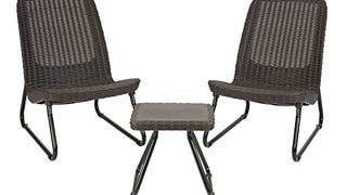 Keter Rio 3 Piece Resin Wicker Patio Furniture Set with...