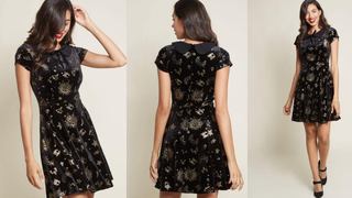 Applied Astrology Velvet Skater Dress