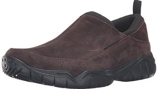 crocs Men's Swiftwater Leather Moc Flat, Espresso/Black,...