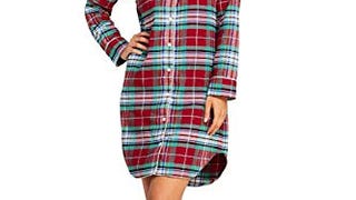 Lands' End Women s Flannel Print Nightshirt Rich Red Plaid...