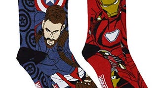Marvel Iron And Captain America Men's Casual Crew Sock...