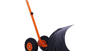 Ohuhu Wheeled Snow Shovel, Heavy Duty Metal Rolling Snow...