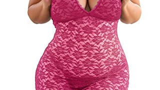 XAKALAKA Women's Halter Plus Size Lace Lingerie Keyhole...