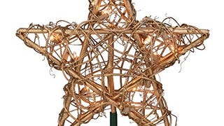 Kurt Adler 20-Light Gold Rattan Star Treetop