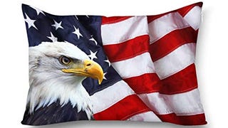 INTERESTPRINT Waving American Flag with Bald Eagle Decor...