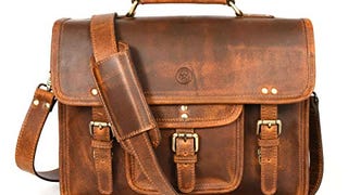 15 inch Vintage Leather Messenger Satchel Bag | Briefcase...