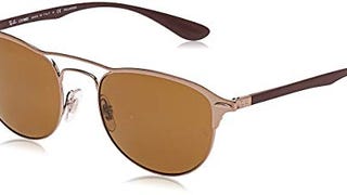 Ray-Ban RB3596 Square Metal Sunglasses, Light Brown On...