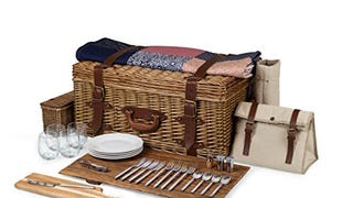 PICNIC TIME Charleston Luxury Wicker Picnic Basket for...