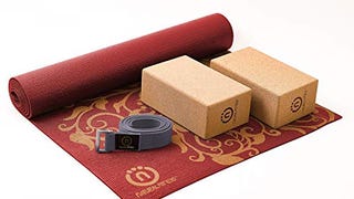 Natural Fitness Beginner Yoga Kit with Mat, Cork Blocks,...