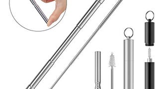 X-Chef Telescopic Metal Straw Set of 2, Reusable, Portable...