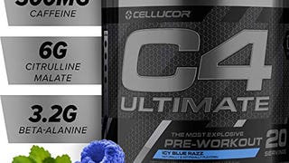 Cellucor 4 Ultimate Pre Workout Powder ICY Blue Razz - Sugar...