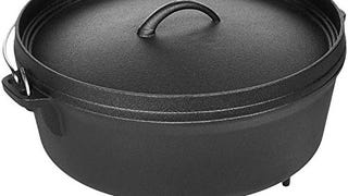 Amazon Basics Pre-Seasoned Cast Iron Camp Dutch Oven with...