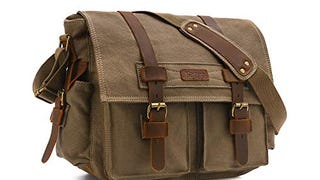 Kattee Leather Canvas Camera Bag Vintage DSLR SLR Messenger...