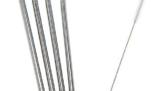 Epica Stainless Steel Drinking Straws, Set of 4- Free Cleaning...