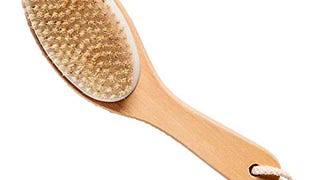 100% Natural Boar Bristle Body Brush with Contoured Wooden...