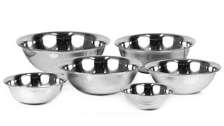 ChefLand Set of 6 Standard Weight Mixing Bowls, Stainless...