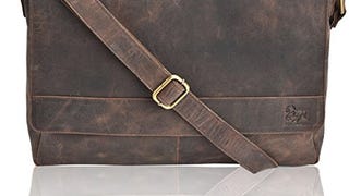 Leather Messenger Bag - 14 Inch Laptop Bag Office Briefcase...