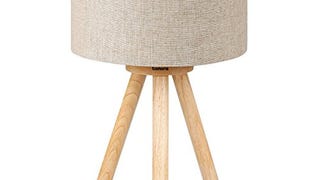 Bedside Table Lamp with Wood Tripod Base, Tomons Soft Warm...