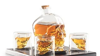 Royal Decanters Skull Shaped Glass Whiskey and Liquor Decanter...